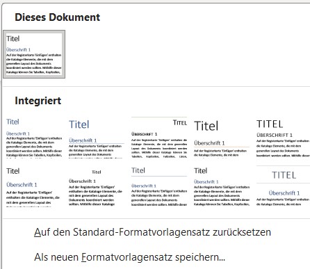 Formatvorlagen für Absätze