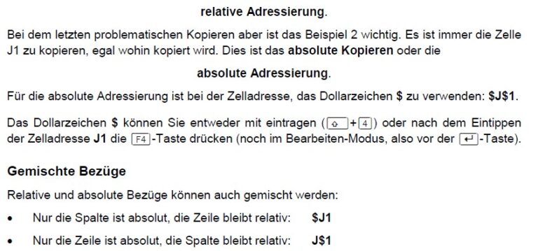 Relative und absolute Adressierung