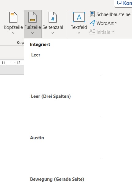 Kopfzeile / Fußzeile in Word einfügen